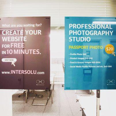 Intersolu Design & Photography Studio Service 
Passport photo $20 and you can build up to FREE website yourself in 10 minutes.