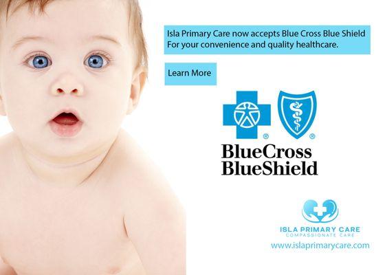 "We're thrilled to announce that Isla Primary Care now accepts BlueCross BlueShield insurance, expanding access to top-notch healthcare!"