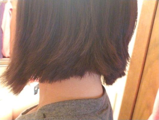 The back of my head...My butchered aline short bob.