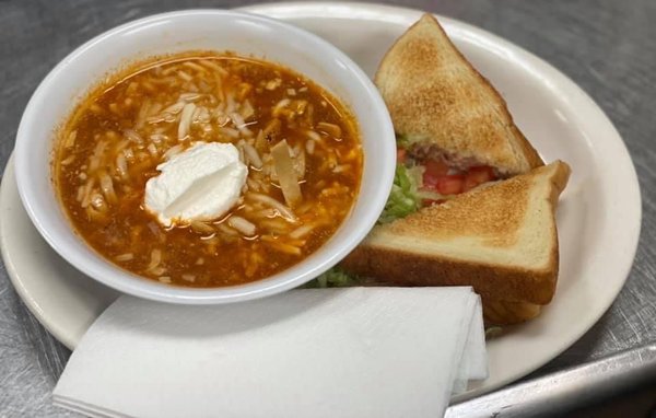 Chicken Club Sandwich with Tortilla Soup