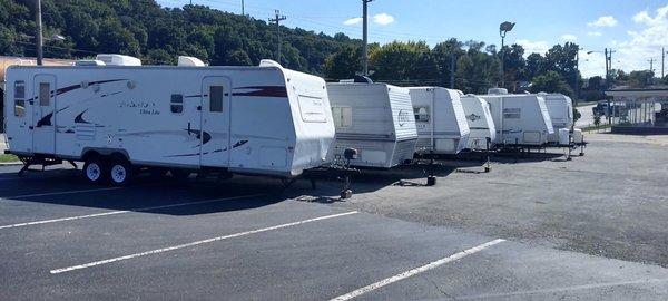 We have a variety of campers in stock! Our inventory is always changing, give us a call or visit our website!