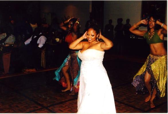 Belly Performance at Wedding. Bride learned choreography and joined in!