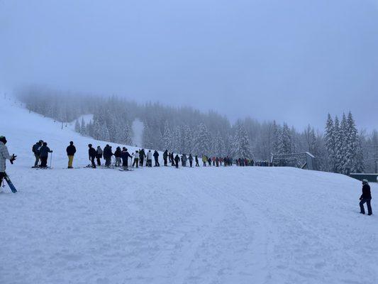 Lift lines when the Managment sells more season passes ever and can't keep their chairs running. Lines and no parking.