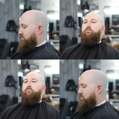 A head shave w beard grooming