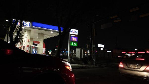 Gas station at street corner