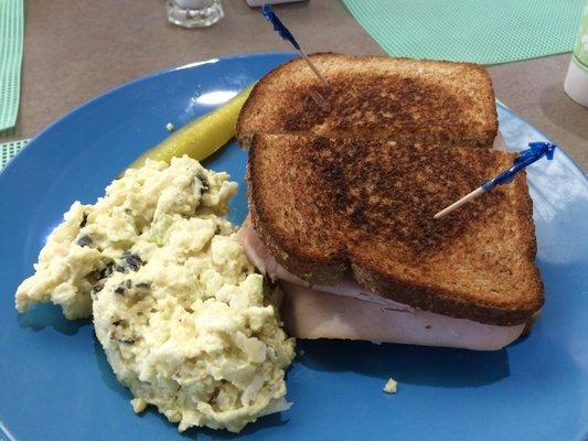 Albuquerque Turkey sandwich on wheat and the potato salad. Both tasted good.