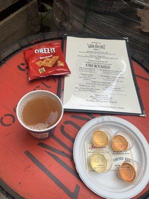 Hot toddy, flight and cheezits