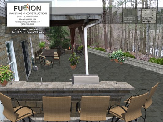 outdoor kitchen 2D image design.