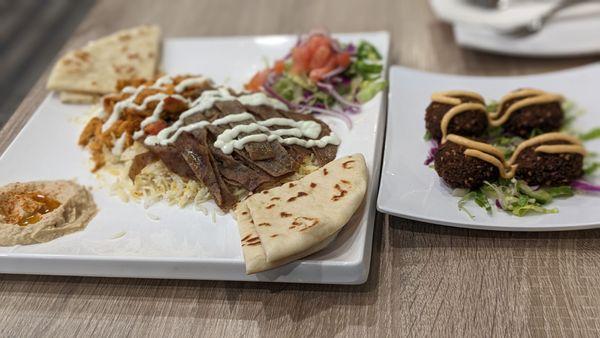 Mixed platter with chicken and gyro, and side of felafel. Delish!!