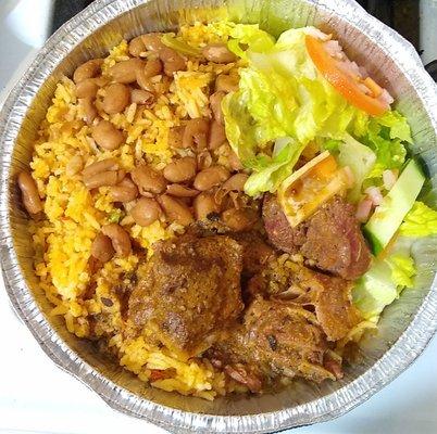 Goat with rice and salad