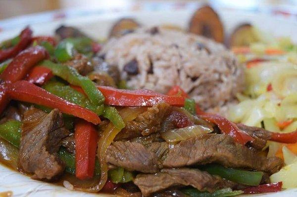 soft and succulent peppered steak.  Rich Caribbean flavor. Served with choices of sides.