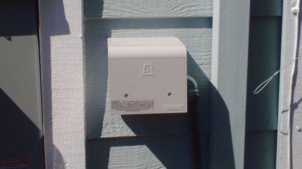 50-Amp generator socket added to side of house.