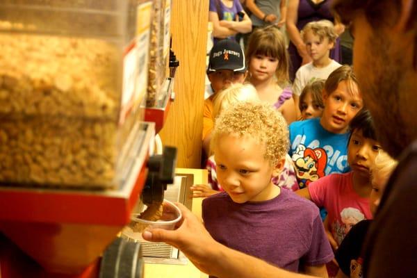 Kindergarten visit to the store...fresh made peanut butter always amazes.