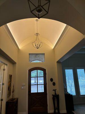 Custom LED lighting in a barrel ceiling. New dimmer switch.