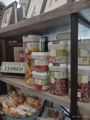 Kitchen container and napkins display in store