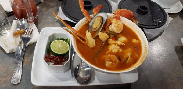 Caldo de mariscos. HUGE. SO MANY DELICIOUS LEFTOVERS.