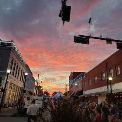 Sunset at the 1st night of McKinney Oktoberfest