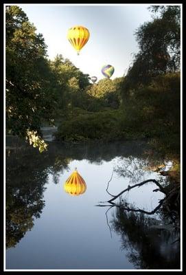 beautiful balloon reflections at Hudson Mass balloon festival every August