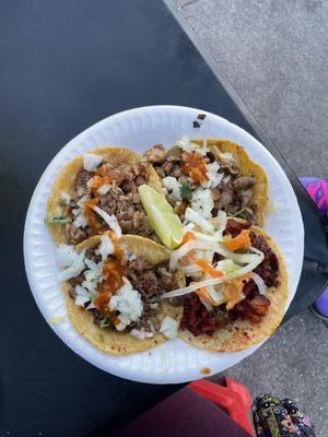 Clockwise - buche, tripa, al pastor and carne asada