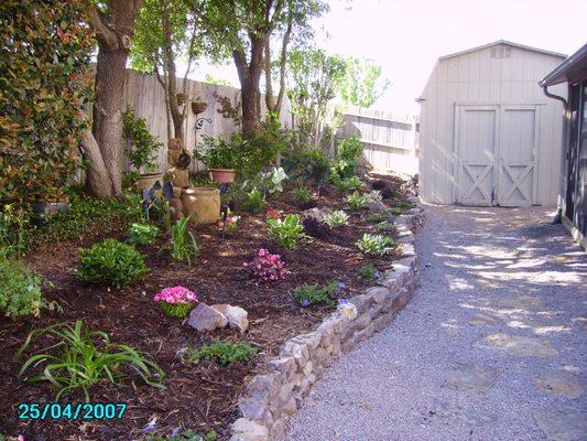 Shade Garden, Rock Border and grave wall installed.