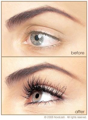 Before and After with Novalash lash extensions