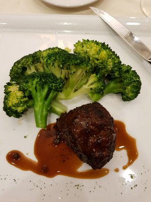 The filet mignon with an extra helping of broccoli instead of the potatoes.