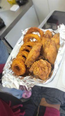 Wings and onion rings