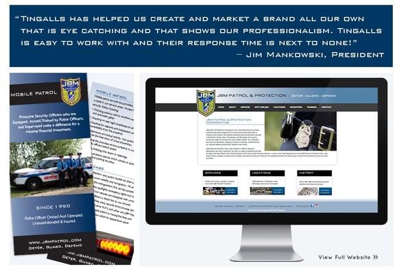 Website design and full rebrand for all print collateral, stationery, proposal template for JBM Patrol in Madison, WI