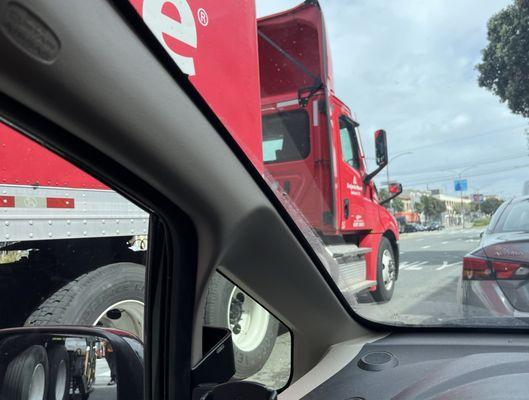 Jerk driver blocking us in.