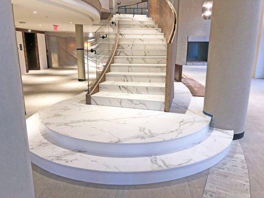 A project our awesome team just completed. 1/2019 The Grand Staircase at Union Place Luxury Apartments  in Dekton Aura. Washington DC