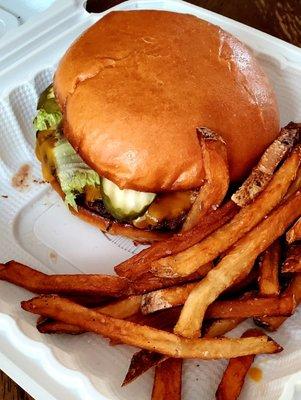 Classic cheeseburger and fries