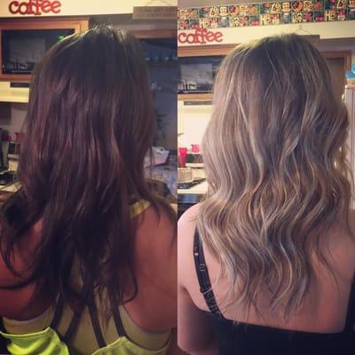 Before and after balayage