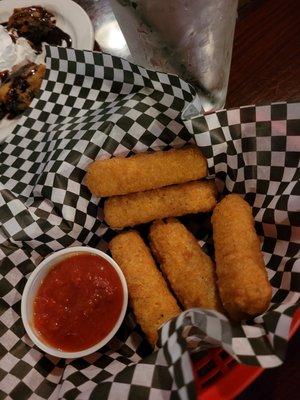 Mozz sticks... $9.99 for five small ones, and they weren't super hot either. Meh.