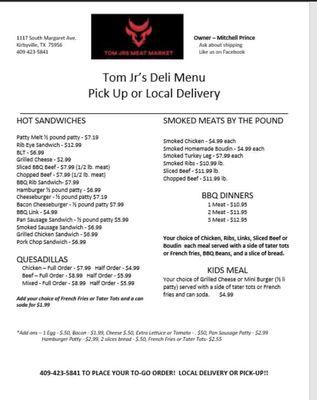 Deli menu