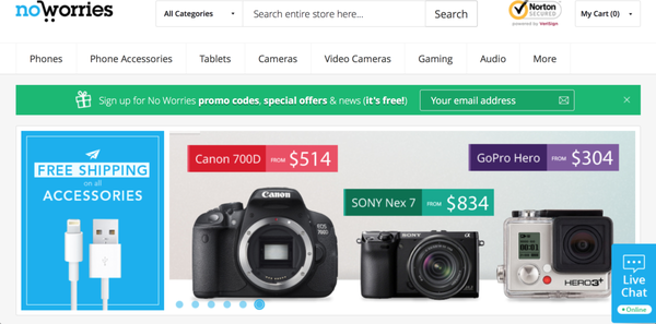 No Worries E-Commerce Website (Web Design By Aaron Ward)