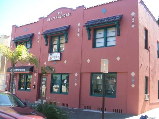 Salon Suites Uptown is located in the Uptown District of St. Petersburg, Florida inside The Betty Ann Hotel, ca 1938