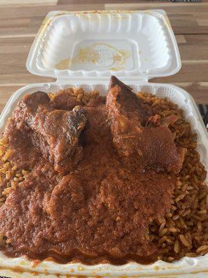 Rice and goat meat