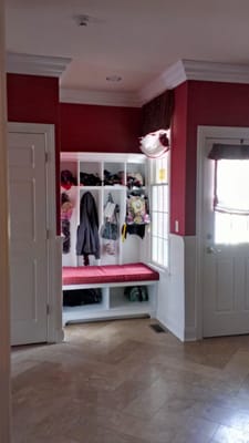 This updated mudroom is now a favorite area for both children and parents in this Livingston, NJ home.