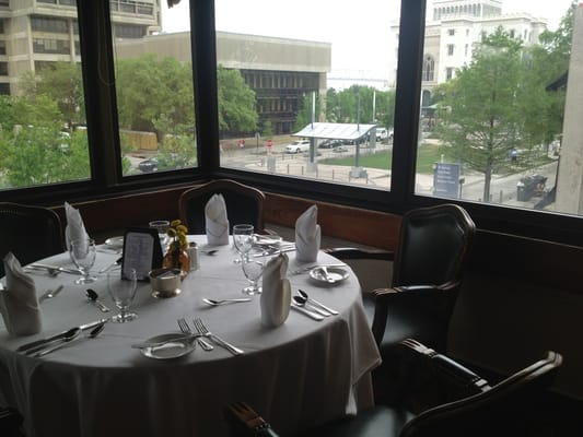 View of Old State Capitol from corner table