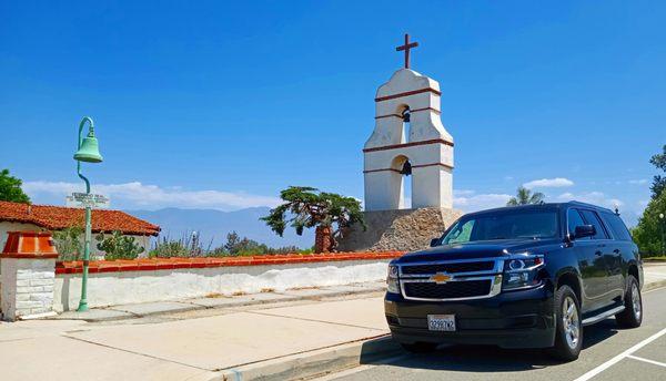 Our Redlands Suburban at The Asistencia historic mission on Barton Road in Redlands.
 
 Photo: Larry R. Erickson