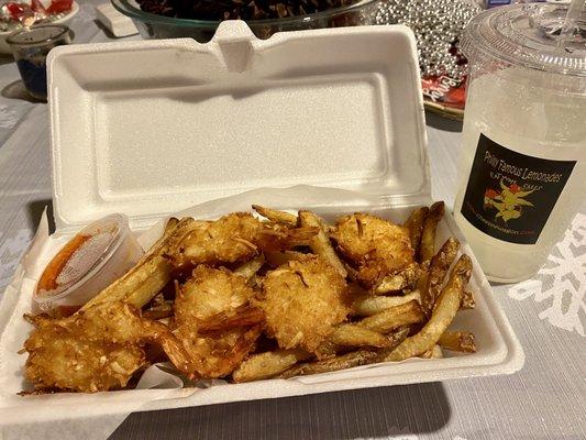 Coconut shrimp basket, 12.3.20; delicious served over hand cut fries.