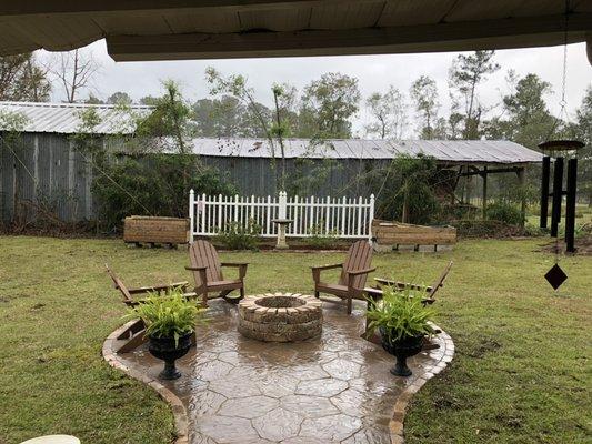 Sod, paver, & fire-pit install on a complete landscape remodel with drain repairs and additions.