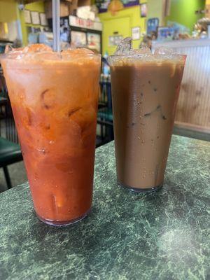 Thai iced tea and iced coffee