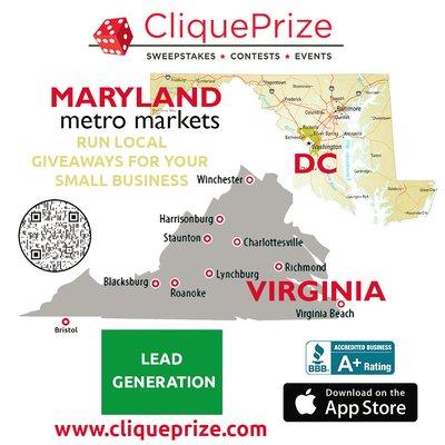 CliquePrize is LIVE in the Maryland, Virginia and Washington DC local markets!