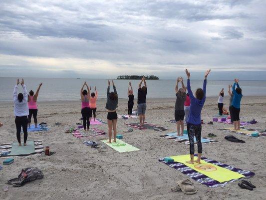 Beach yoga in Milford