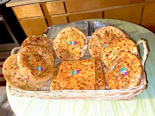 Homemade baked fresh Italian tomato/garlic bread