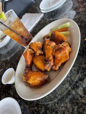 Smoked chicken wings with buffalo sauce