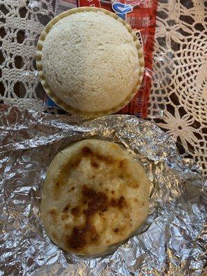 The size of the pupusas next to an uncrushable for size comparison.