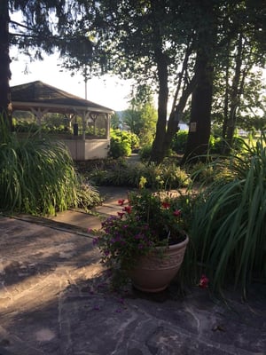 Gazebo on the back porch, on a beautiful summer morning.