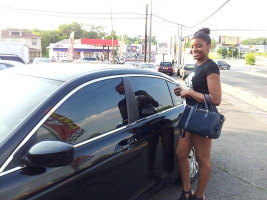 with her tinted car